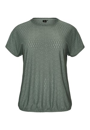 Zizzi, BLUSE MIT LOCHSTICKEREI UND BALLONÄRMELN - Blusa - grün