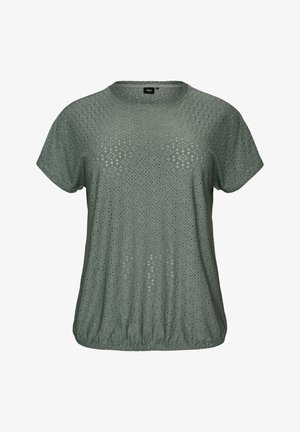 Zizzi, BLUSE MIT LOCHSTICKEREI UND BALLONÄRMELN - Blusa - grün