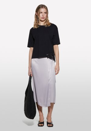 Sisley, WITH UNEVEN EMBROIDERY - Print T-shirt - black