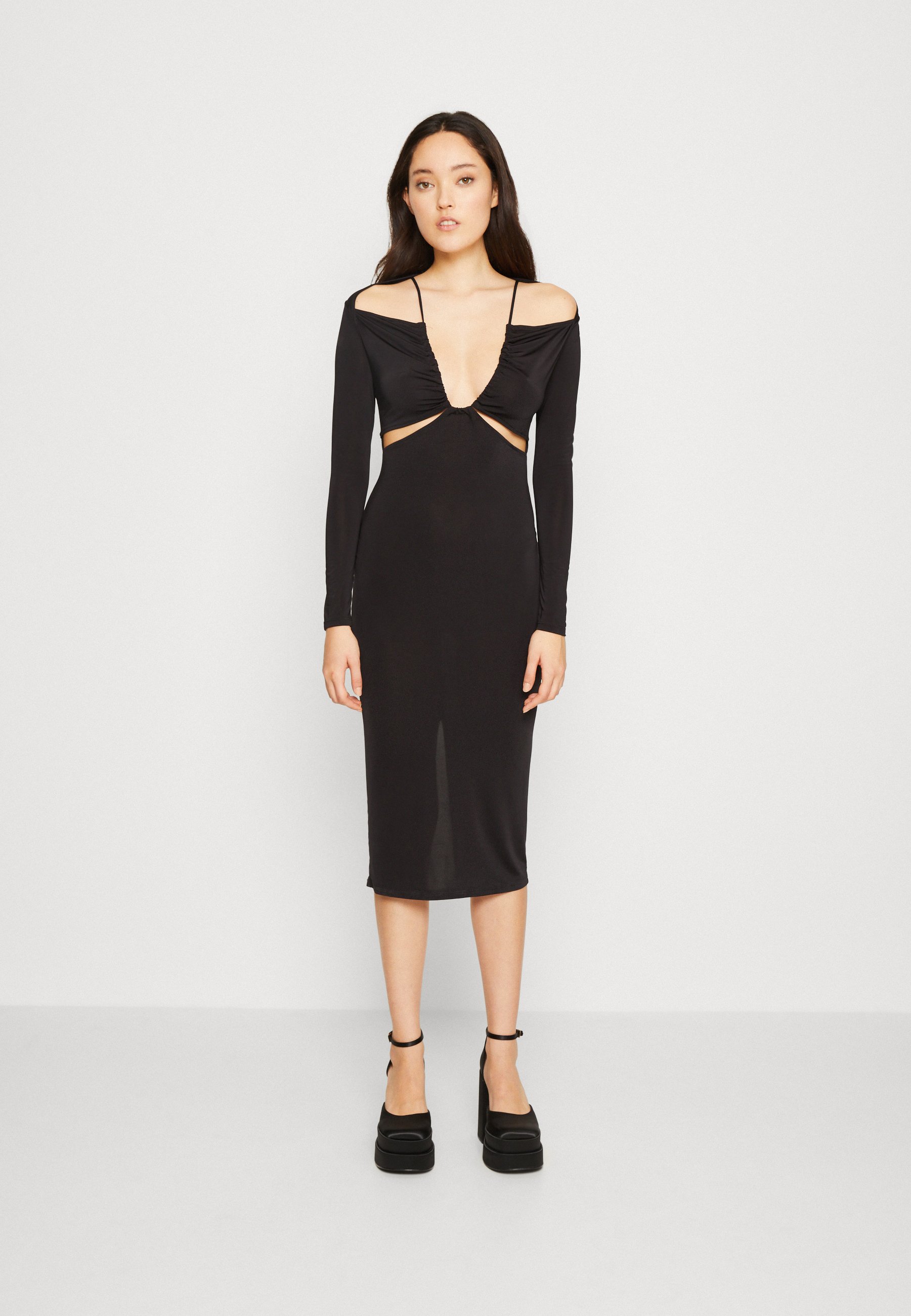 Robe De Soirée Longue Noire Taille EU 40 - Style Décontracté Chic, Noeud