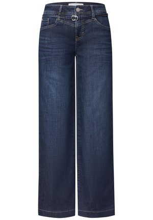 Street One, WIDE LEG JEANS MIT GÜRTELDETAIL - Wide Leg - dark blue washed