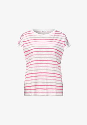 Street One, DROP-SHOULDER SHIRT WITH STRIPES - Print T-shirt - magenta dream