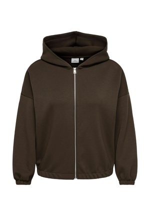 ONLY Carmakoma, CARSCARLETT LS ELASTIC ZIP HOOD SWT NOOS - Sweatjakke - bracken