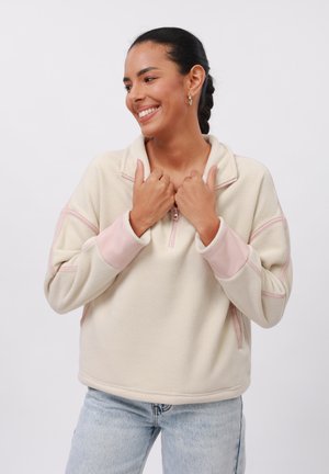 COLOR BLOCK HALF ZIP - Melegítőfelső - ecru/light pink