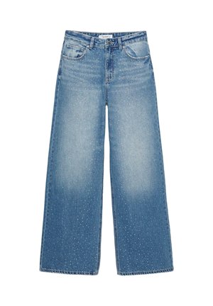 WITH RHINESTONES - Jean baggy - blue denim
