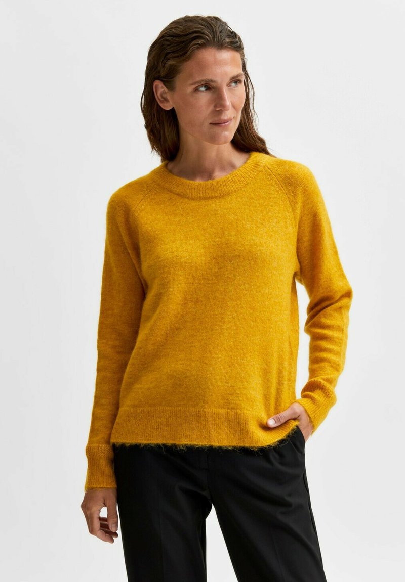 Damen Strickjacken | Selected Femme RUNDHALS Strickpullover senfgelb/senf - LQ61607 Damen Strickjacken | Selected Femme RUNDHALS Strickpullover senfgelb/senf - LQ61607