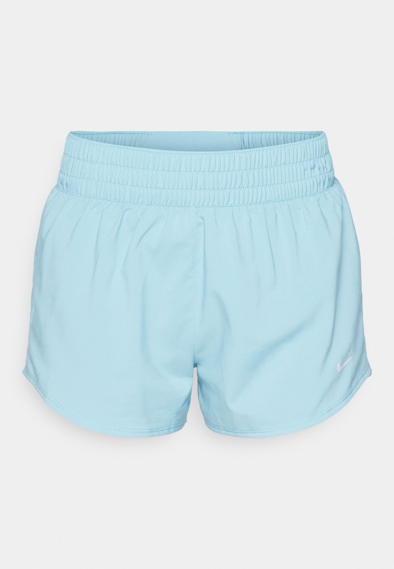 Hellblaue Sportshorts mit einem dehnbaren Bund und weichem, glattem Stoff. Enthält ein kleines weißes Nike-Logo auf der unteren linken Seite.