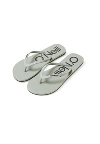 Lys grå flip-flops med teksturerede gummisåler og tynde stropper. Sort "O’Neill" logo trykt på indersålen. PVC-fri materialer.