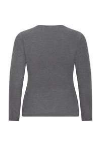 Long-sleeve top in dark gray, made of soft cotton blend. Features a round neckline and a fitted design with no embellishments.