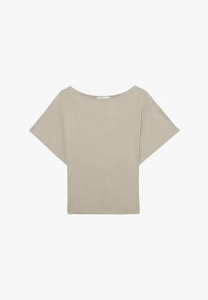 Stradivarius, SHORT SLEEVE BOAT NECK T-SHIRT 02672321 - Basic T-shirt - mottled light brown