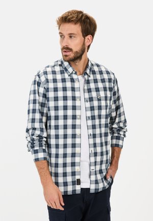 Blauw-witte geruite button-up shirt van katoen met een relaxed fit, voorzien van lange mouwen en een klein logo op de zak.