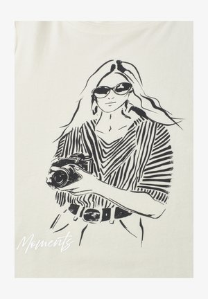 Street One, T-SHIRT WITH ROUND NECK AND FRONT PRINT - Print T-shirt - off white