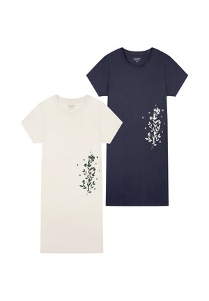 uncover by Schiesser NIGHTWEAR - KURZARM 2-PACK - Nachtjapon - creme-blaugrau