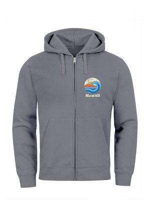 MIT LOGO-PRINT HAWAII WELLE RETRO MOTIV FASHION STREETSTYLE  - Zip-up sweatshirt - convoy grey