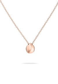 Roségold-Halskette mit einem glatten, runden Anhänger an einer zarten Kette. Der Anhänger hat eine subtile, gewundene Oberflächentextur.