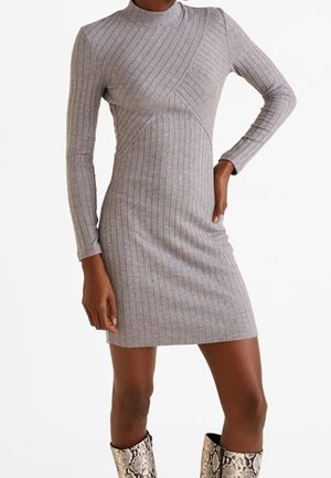 Strickkleid - mottled grey