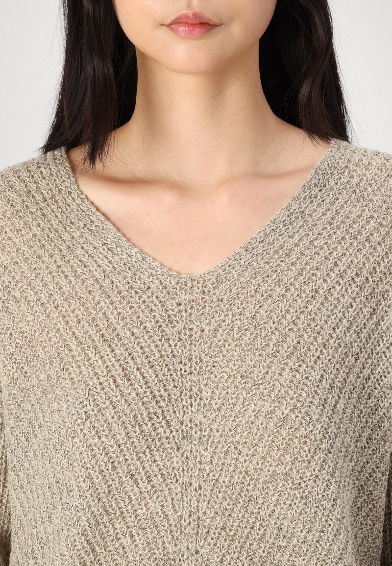 JDY Dames Gebreide Trui V-hals Lange Mouwen Diepe Schouders Zacht Regular Fit, Colour:Light gray, Size:XL