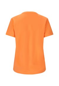 T-shirt med kort ärm och rund hals i klar orange. Tillverkad av ett slätt, lättviktigt tyg. Inga synliga mönster eller design detaljer.