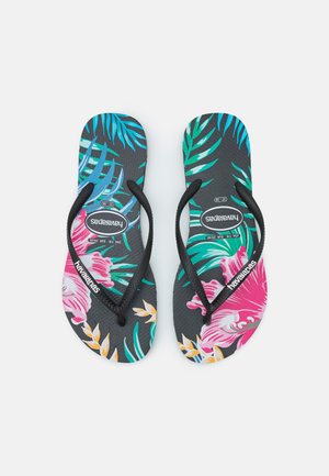 SLIM FIT FLORAL PALM - Infradito - black