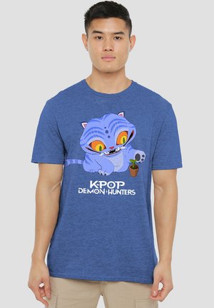 K-POP DEMON HUNTERS - CUTE DERPY TIGER CARTOON - T-Shirt print - mottled royal blue