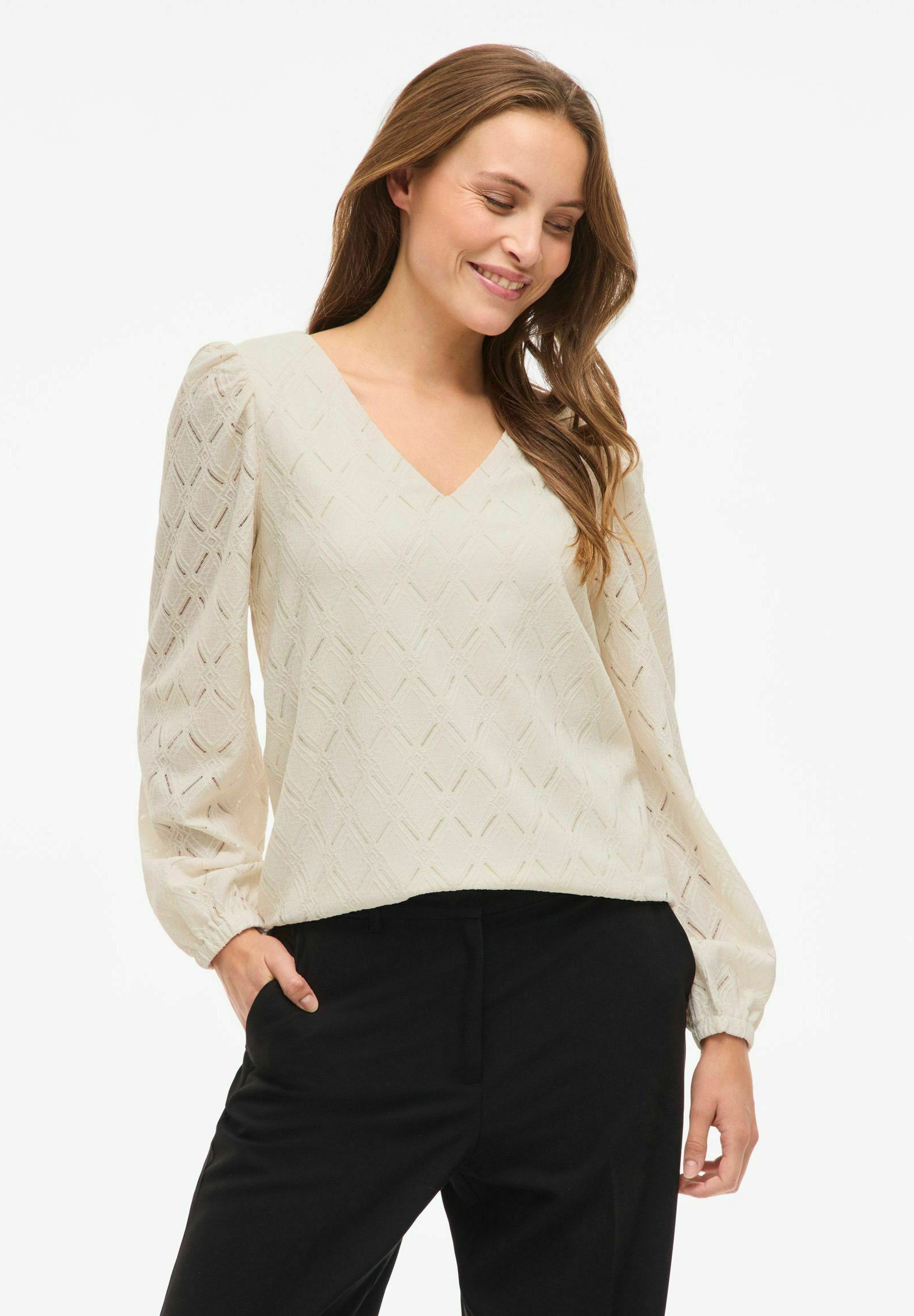 Maglia A Maniche Lunghe Vila Donna - Scollo A V, Vestibilità Ampia, Composizione Viscosa/nylon/poliestere