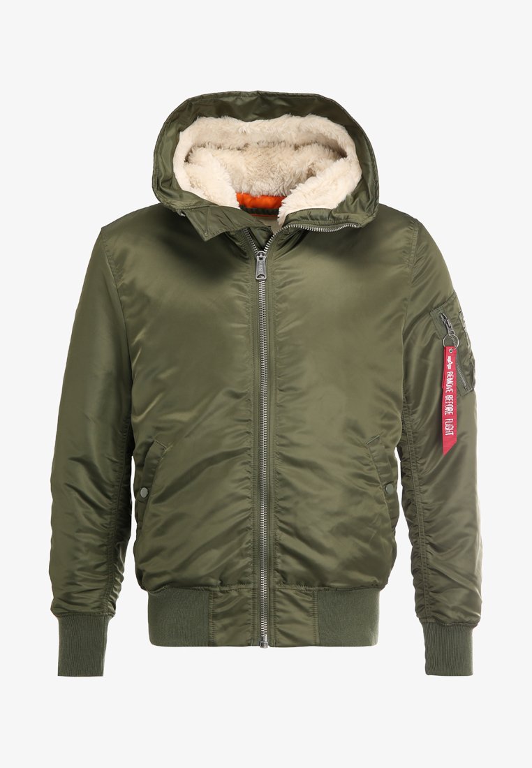 Alpha Industries Hooded Standart Fit Light Jacket Dark Green Dark Green Zalando Co Uk