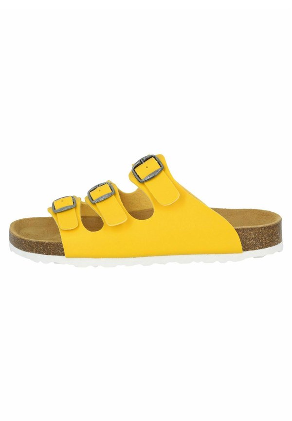 Pantolette flach - gelb