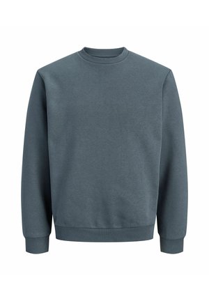 Dunkelgraues Sweatshirt mit Rundhalsausschnitt, langen Ärmeln sowie gerippten Bündchen und Saum. Hergestellt aus weichem, strukturiertem Stoff für hohen Tragekomfort.