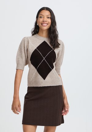 b.young, BYOSMILLA SHORT SLEEVE - Pullover - humus mel argyle