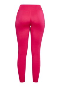 Strakke leggings in een levendige roze kleur, gemaakt van rekbaar materiaal. Beschikt over een hoge tailleband en een naadloos ontwerp, geschikt voor actieve kleding.