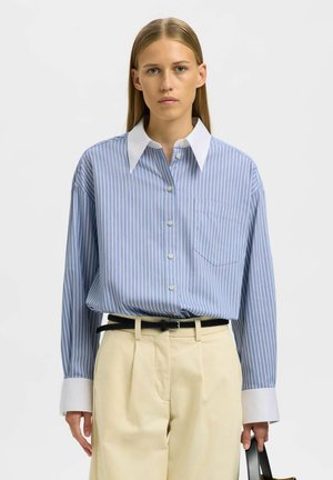 LANGARM - Button-down blouse - dusty blue