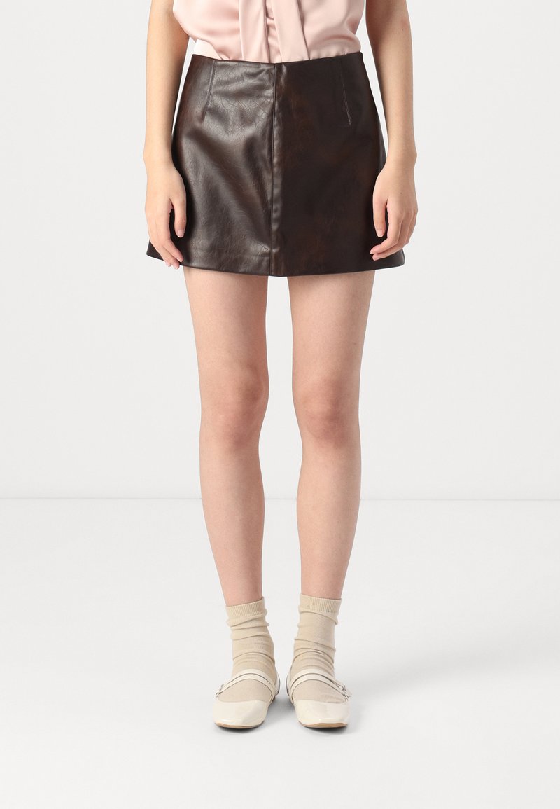 Pinko GRASS GONNA - Miniskjørt - marrone/chicco di caffe'