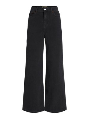 Løspassede svarte denimjeans med fem lomme-design, høy midje og knapplukking. Har diskret sømmer og en ren finish.