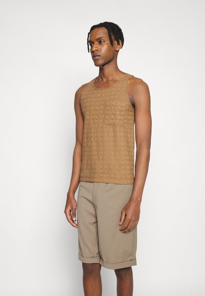 DAVID CATALAN CIRCLE EMBROIDERED SINGLET - Débardeur - caramel