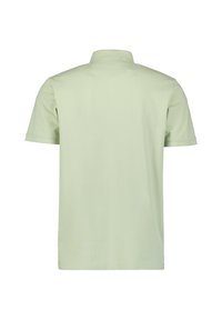 Lichtgroen polo shirt met korte mouwen, voorzien van een klassieke kraag, van zacht materiaal en zonder zichtbare logo's of patronen op de achterkant.