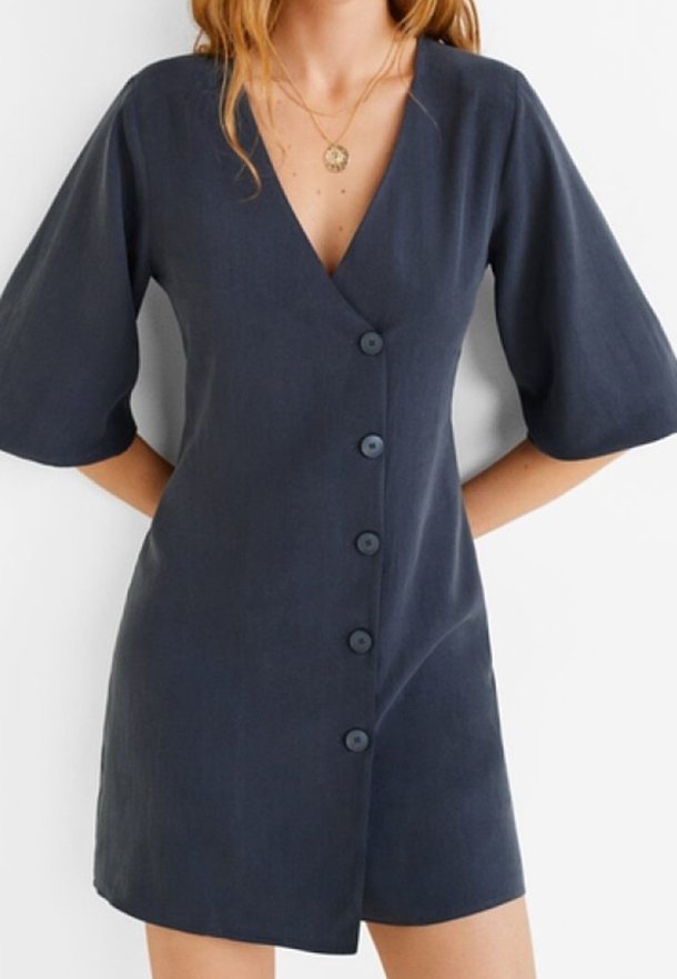 mango royal blue dress Tango Tropical XS Made from a soft and stretchy polyester blend for comfort and ease. Asymmetrical bow-neck dress - Women