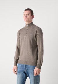 GANT HALF ZIP - Pulover - dark hazelnut melange