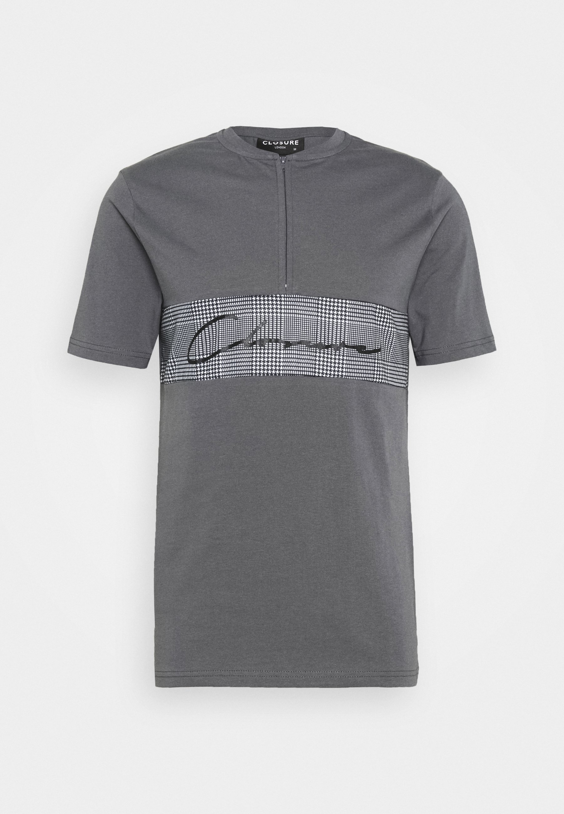 CLOSURE London BAND ZIP CHECKED TEE T shirts med print CLOSURE London BAND ZIP CHECKED TEE - T-shirts med print - black