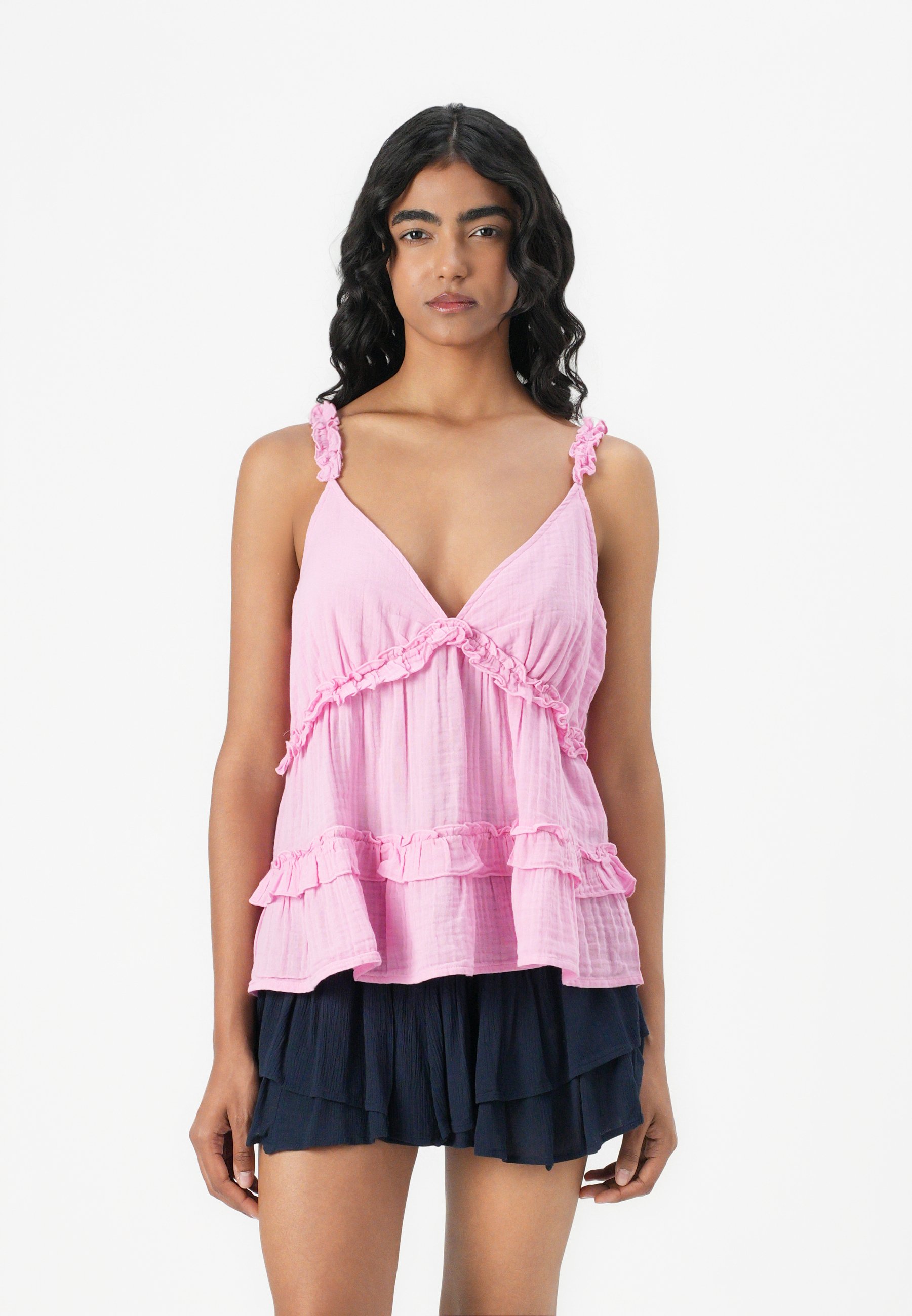売れ筋商品|||ヤス Tシャツ レディース トップス YASRUNA RUFFLE - Blouse - cherry blossom YASRUNA 3/4 SLEEVED TOP | Pink | YAS® Germany