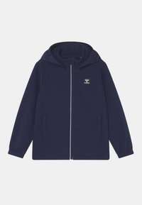 Marineblauer, leichter Jacke mit Kapuze, Reißverschluss vorne und elastischen Bündchen. Sie verfügt über ein kleines Logo auf der linken Brust und zwei Seitentaschen.