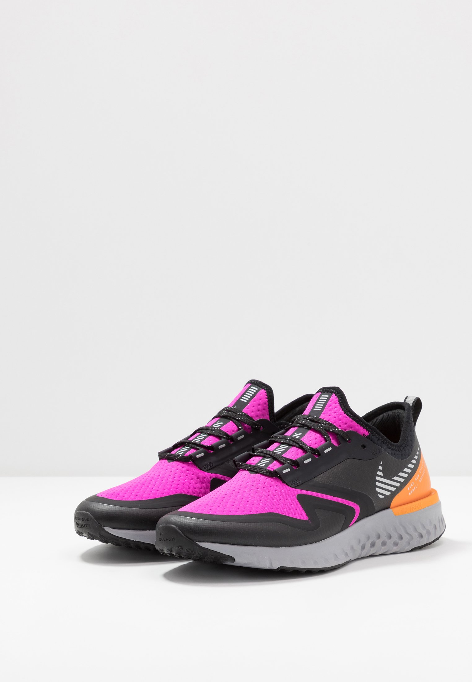 nike running odyssey react 2 shield trainers in fire pink