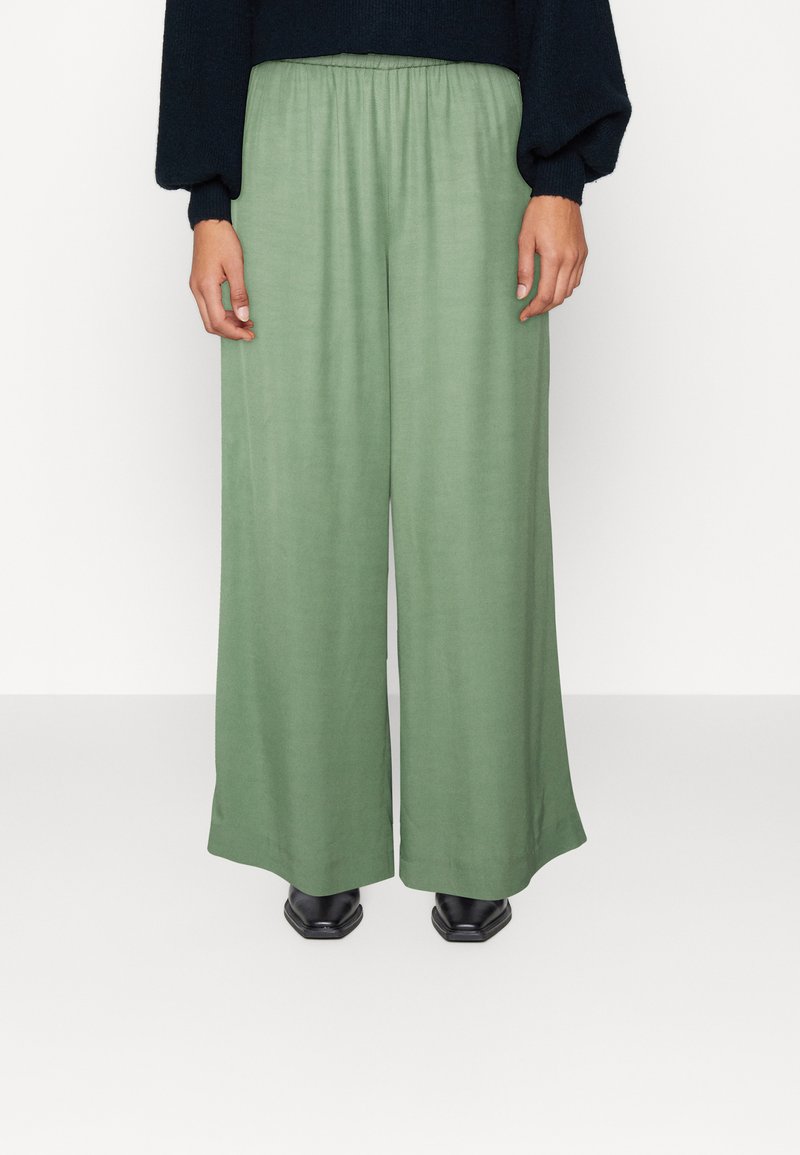 Renewed Brushed Cotton Twill Pleat Front Skirt Size 16 (10) | Pale Khaki