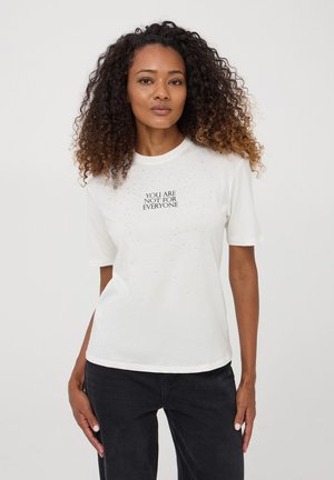 Terranova CON SCRITTA E STRASS - T-shirt con stampa - bianco lana