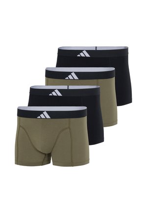 Fire par herreboxershorts i sort og olivengrøn skiftevis, hver med en sort linning med en hvid Adidas-logo.