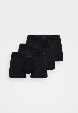 Boxer in cotone nero con una texture liscia e una cintura elastica decorata con un sottile motivo logo. Confezione da tre.