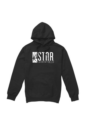 Black hoodie with front pocket and white "S.T.A.R. Laboratories" logo featuring a stylized starburst icon on the chest.