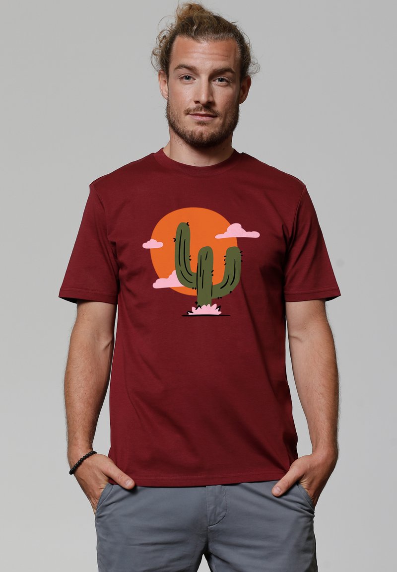watapparel KAKTUS IM SONNENUNTERGANG - T-shirt imprimé - burgundy