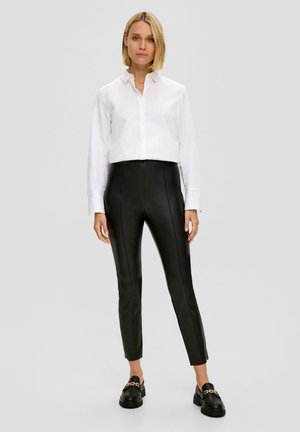 SKINNY AUS IMITAT - Pantalon classique - schwarz