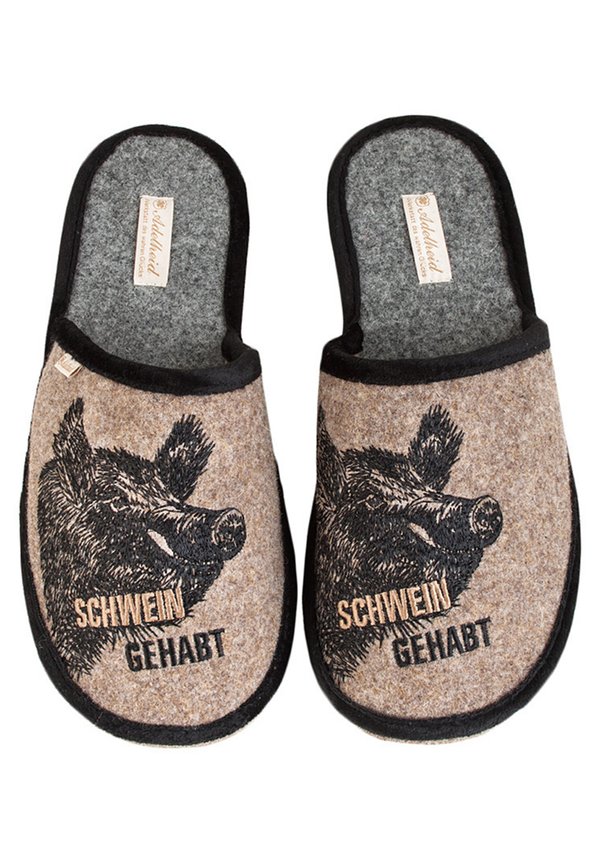 SCHWEIN GEHABT  - Hausschuh - haselnuss