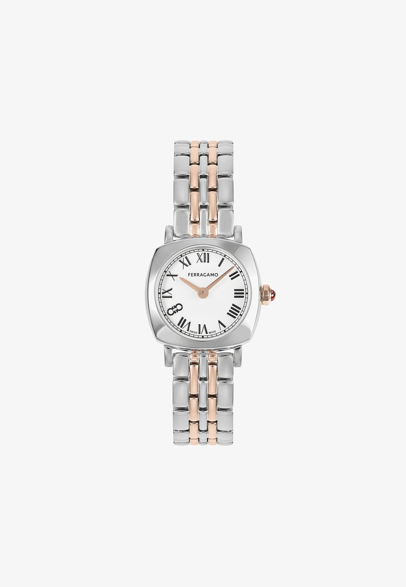 FERRAGAMO KU-KU-SOFT SQUARE - Käekell - silver tone rose gold coloured